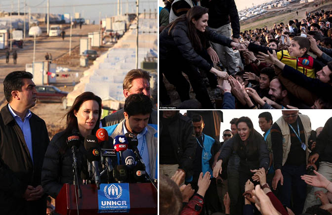 Angelina Jolie Kunjungi Kamp Pengungsi Korban ISIS di Utara Irak